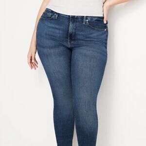 Good American Good Legs Skinny Jeans Dark Wash Blue Stretch Denim Crop Size 24